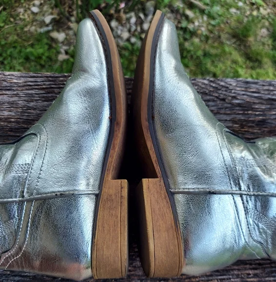 Shyanne Silver Metallic Western Cowboy Cowgirl Boots Girls - Picture 7 of 13